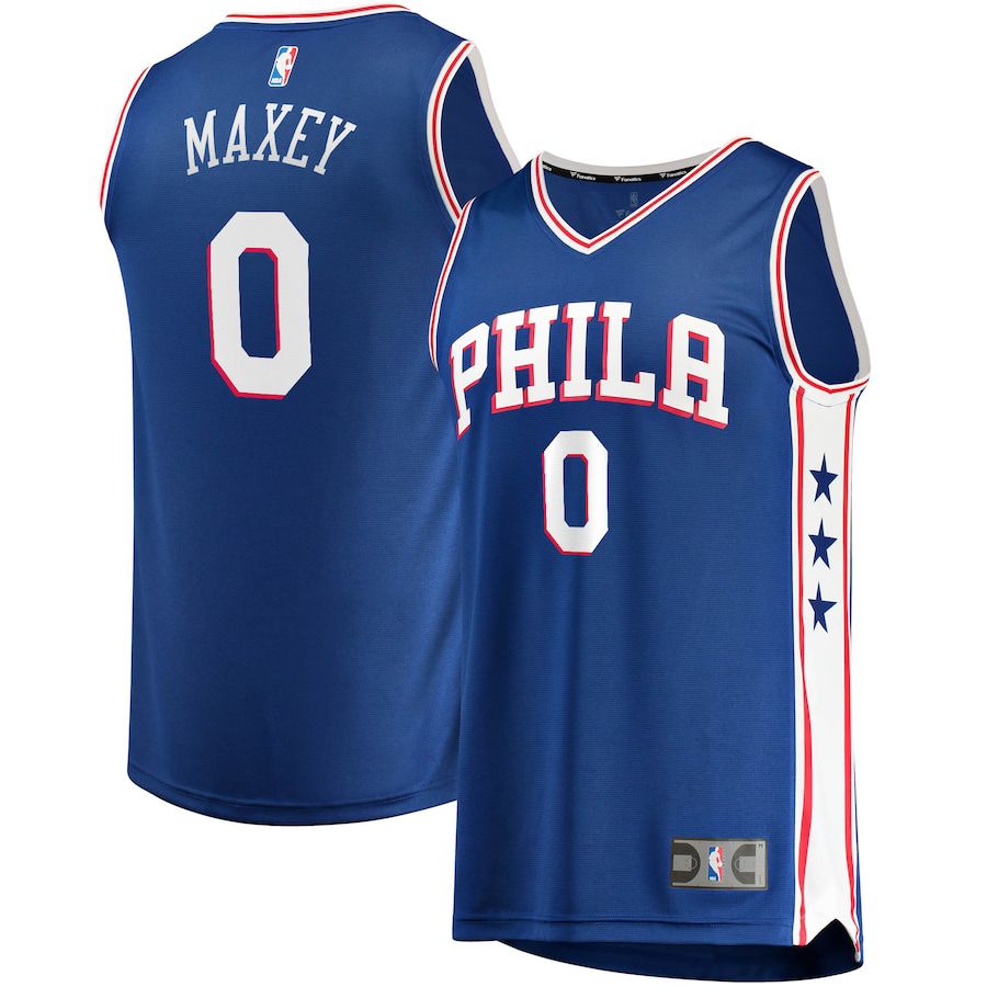 Men Philadelphia 76ers #0 Tyrese Maxey Fanatics Branded Royal Fast Break Replica NBA Jersey